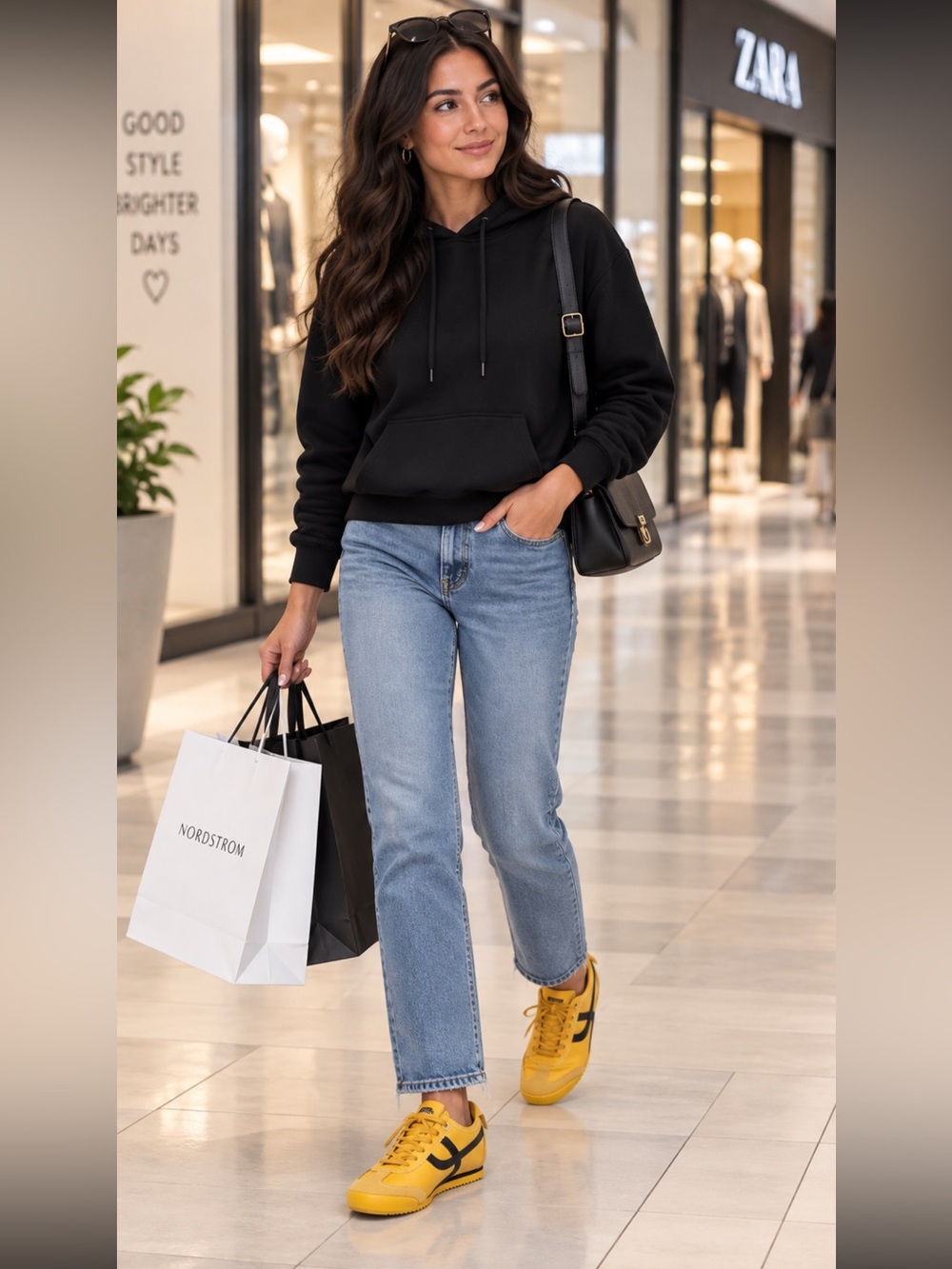 Same Look Mexico 66 Yellow Low-Profile Sneakers with soft Cow Suede Black Accent